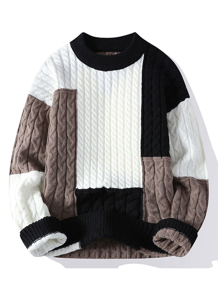 Color Block Twist Jacquard Sweater
