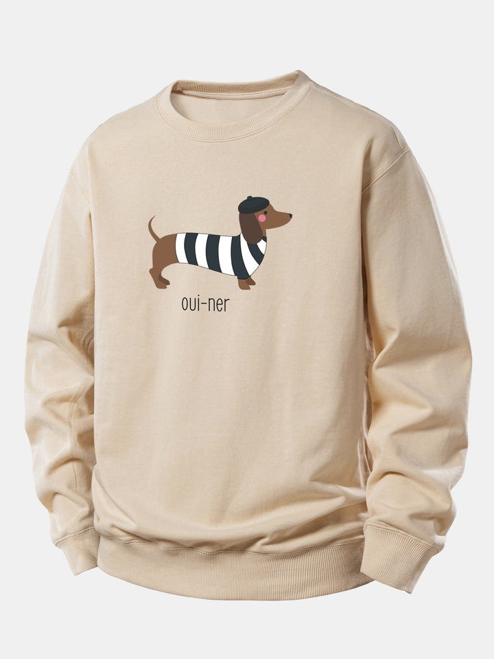 French Dachshund Print Relax Fit Sweatshirt