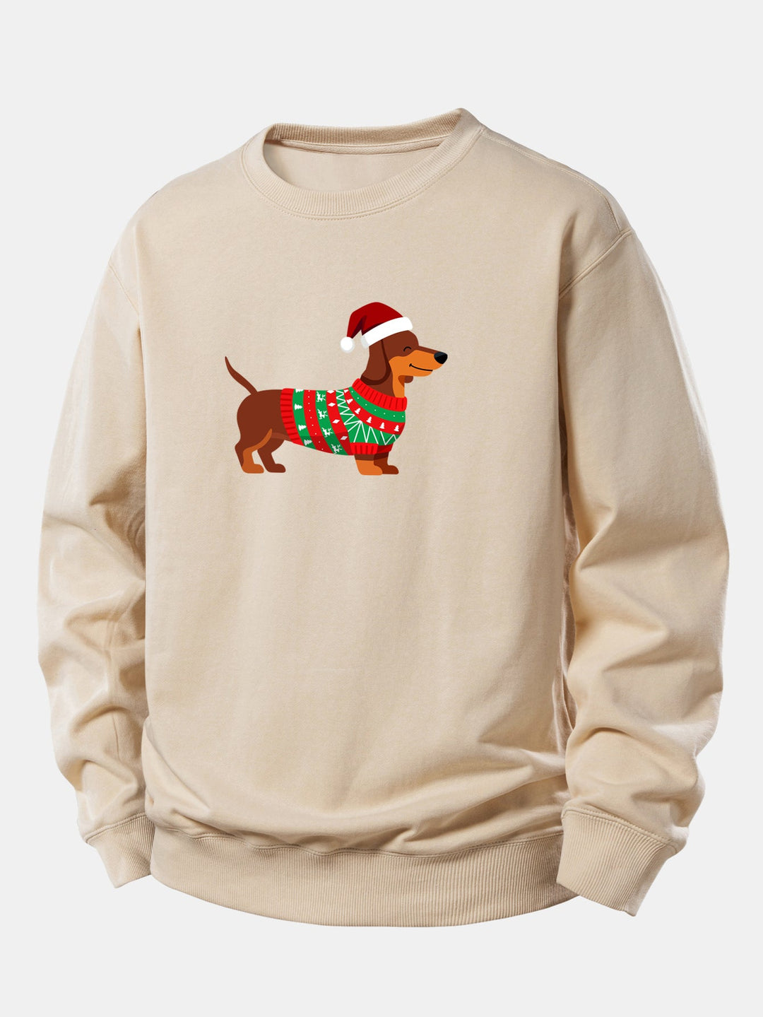 Christmas Dachshund Print Relax Fit Sweatshirt