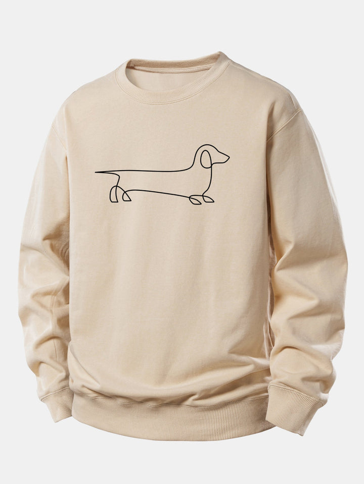 Line Dachshund Print Relax Fit Sweatshirt