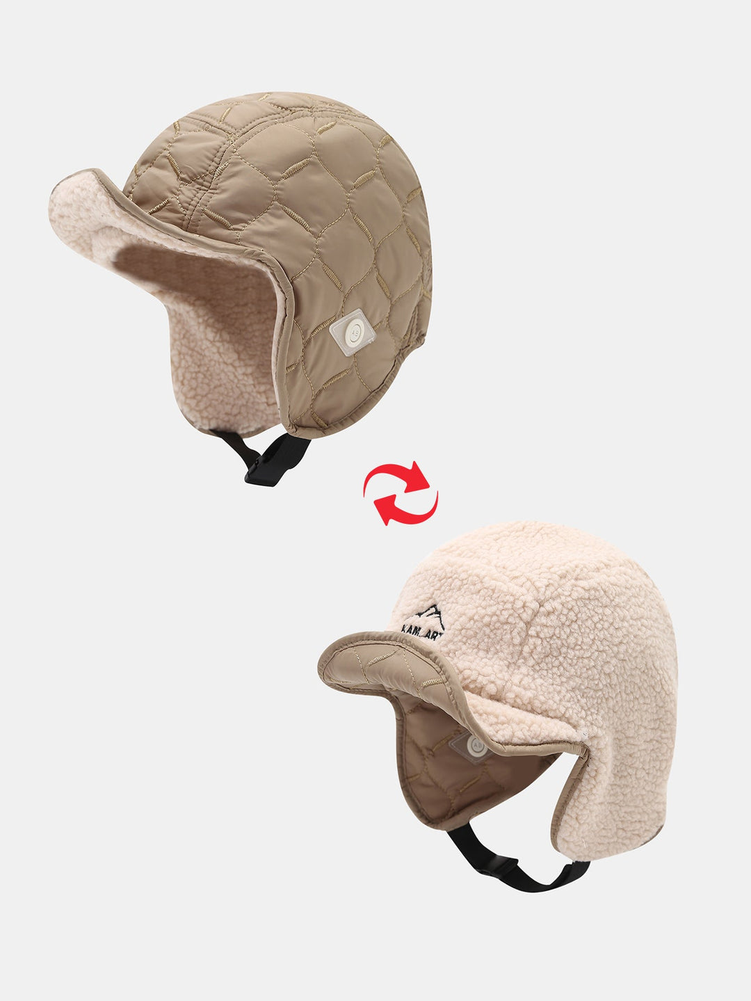 Winter Thickened Plush Warm Earflap Hat Reversible Design For Wearing On Both Sides