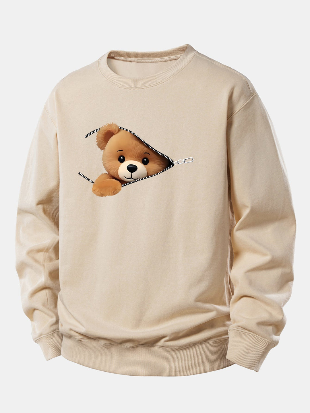 Zipper Bear Print Relax Fit Sweatshirt