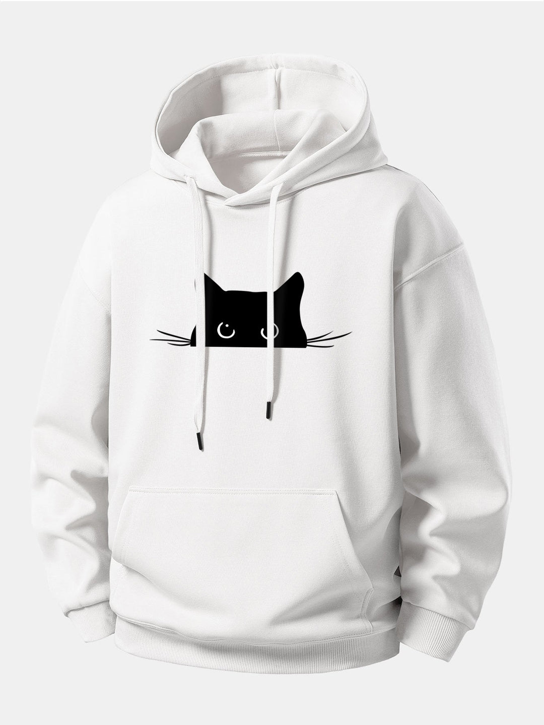 Black Cat Print Relax Fit Hoodie