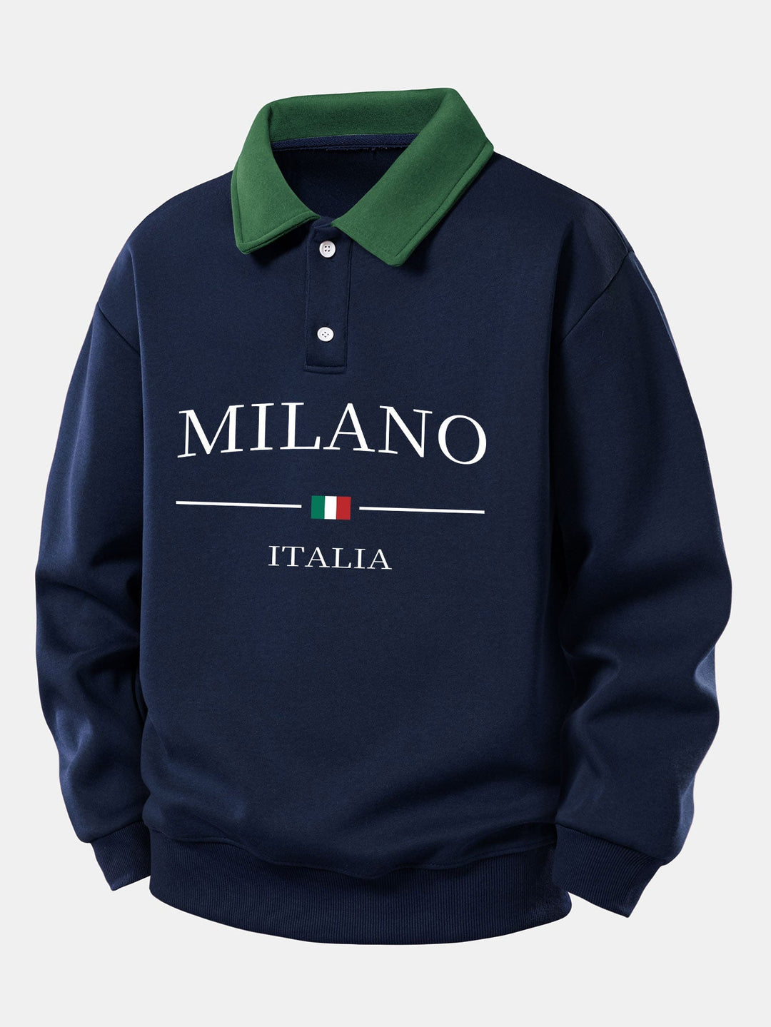 Relax Fit Milano Print Contrast Polo Sweatshirt