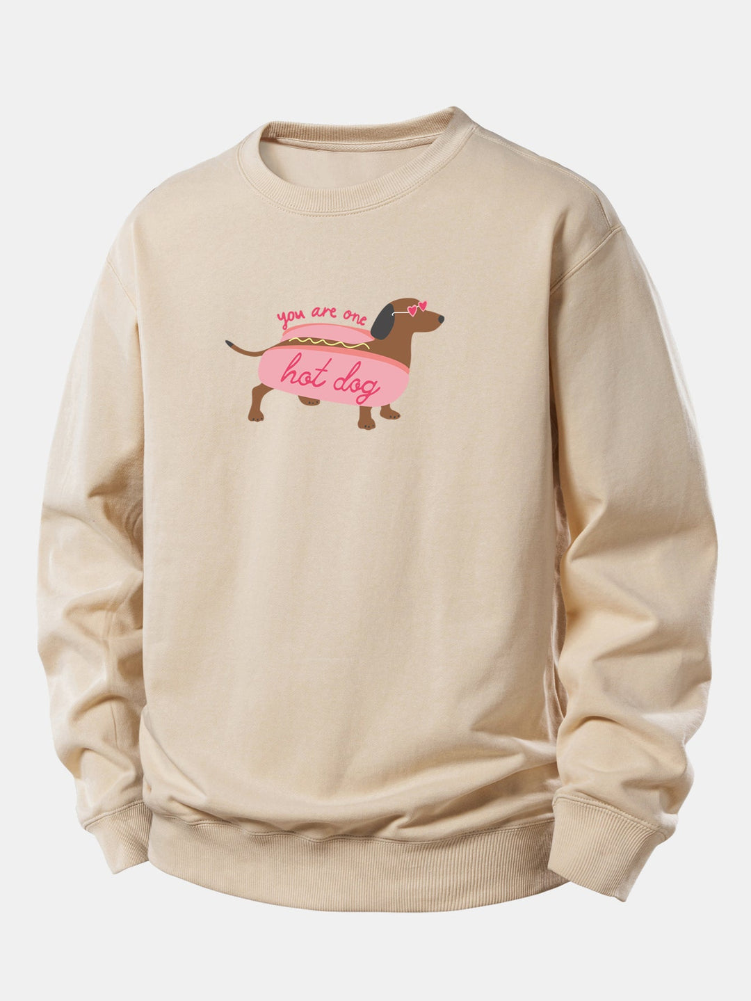 Hot Dog Dachshund Print Relax Fit Sweatshirt