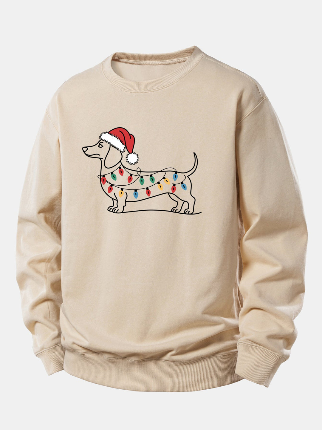 Christmas Light Dog Print Relax Fit Sweatshirt