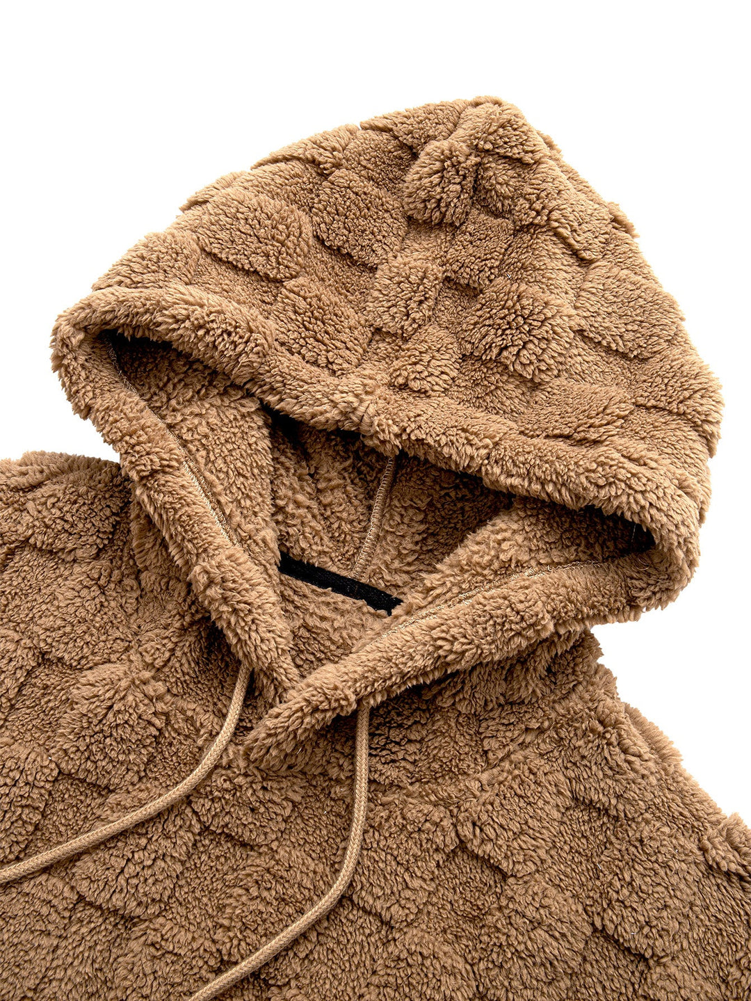 Relax Fit Checkerboard Kangaroo Pocket Teddy Hoodie & Jogger Pants