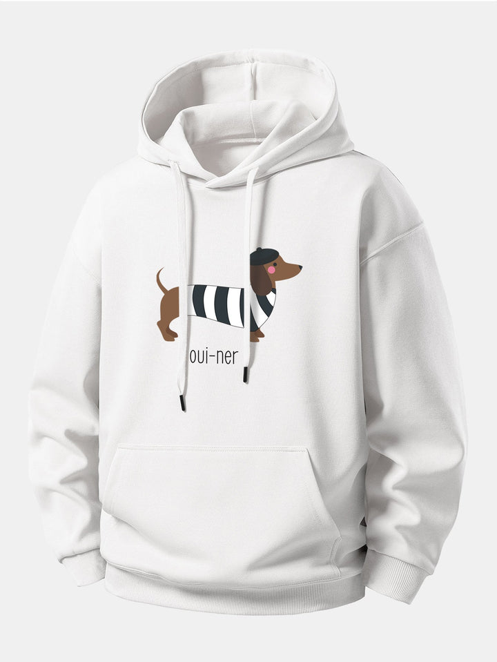 French Dachshund Print Relax Fit Hoodie