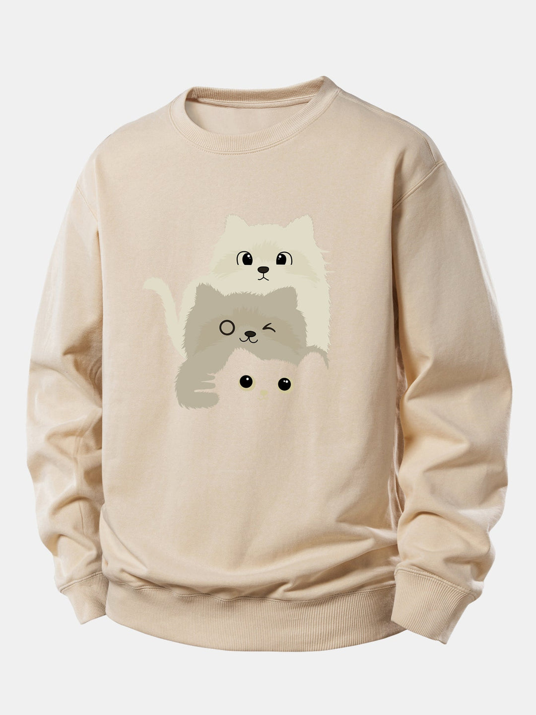 Three Cats Print Relax Fit Sweatshirt