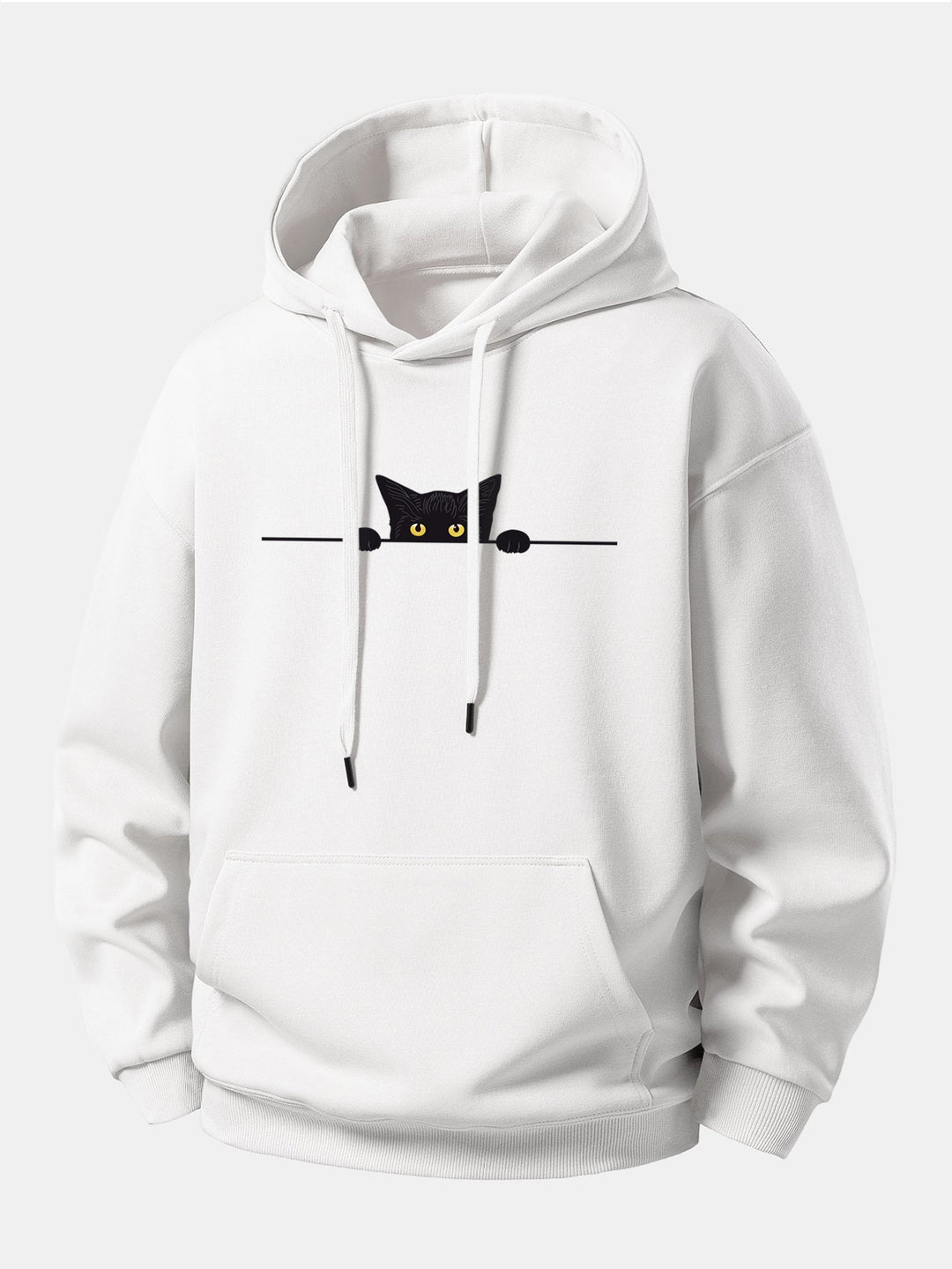 Black Cat Print Relax Fit Hoodie