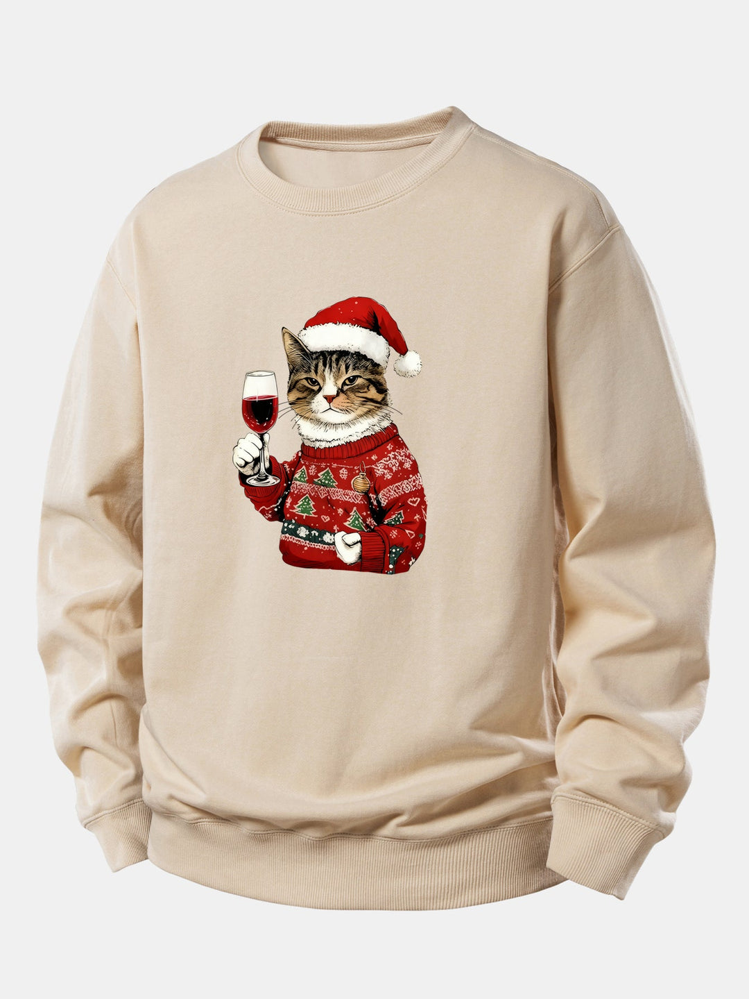 Christmas Cat Print Relax Fit Sweatshirt