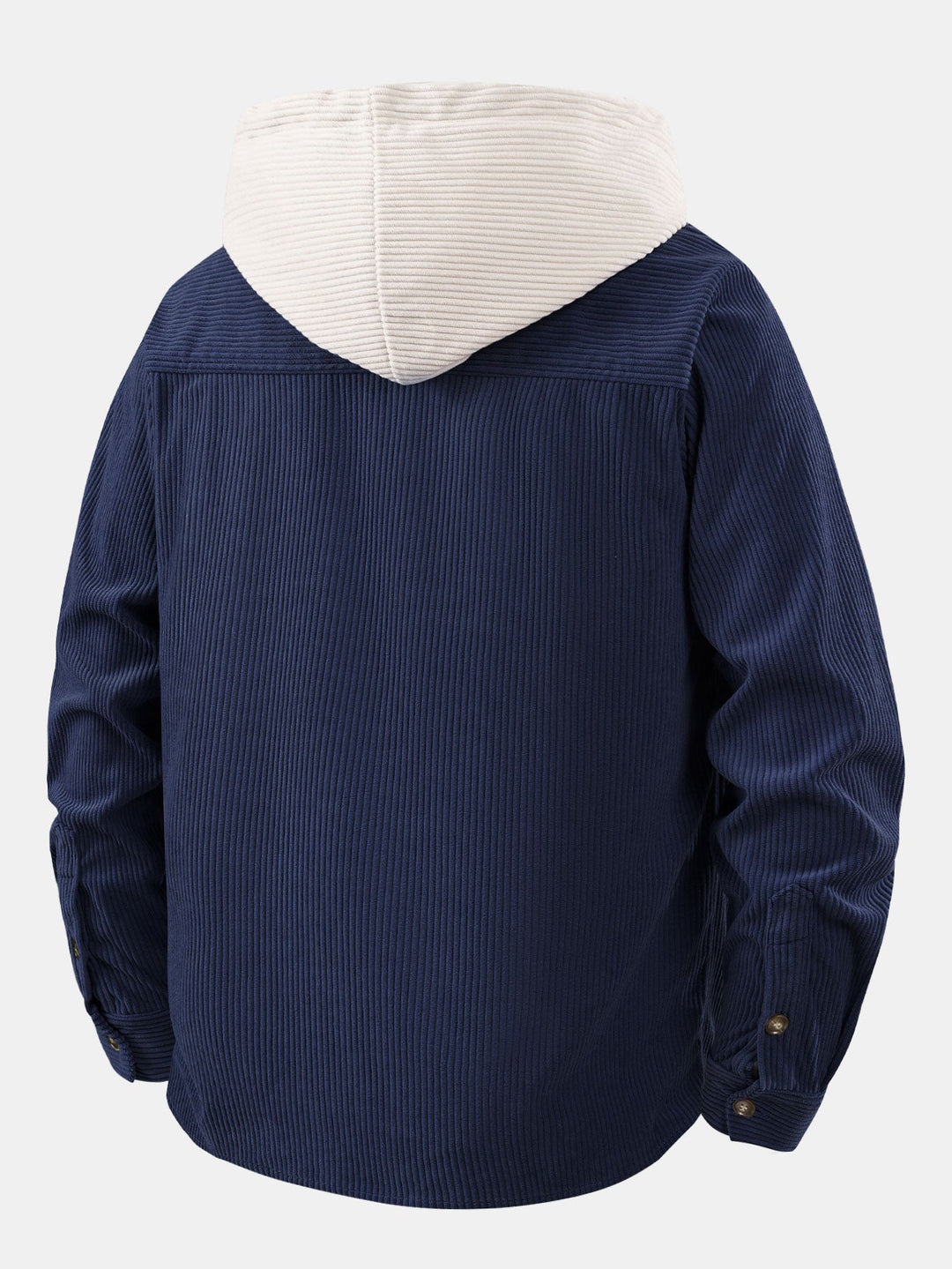 Long Sleeved Contrast Corduroy Hooded Shirt