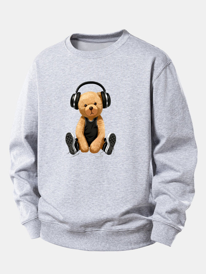 Headphone Bear Print Relax Fit Sweatshirt