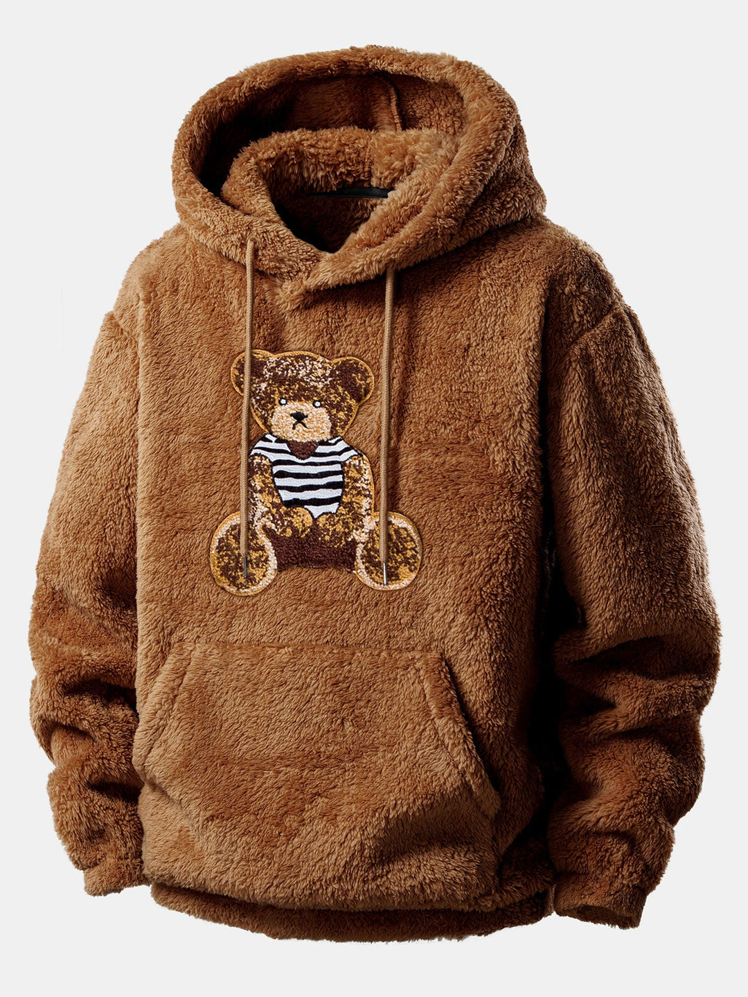 Bear Embroidered Patch Teddy Hoodie & Teddy Jogger Pants