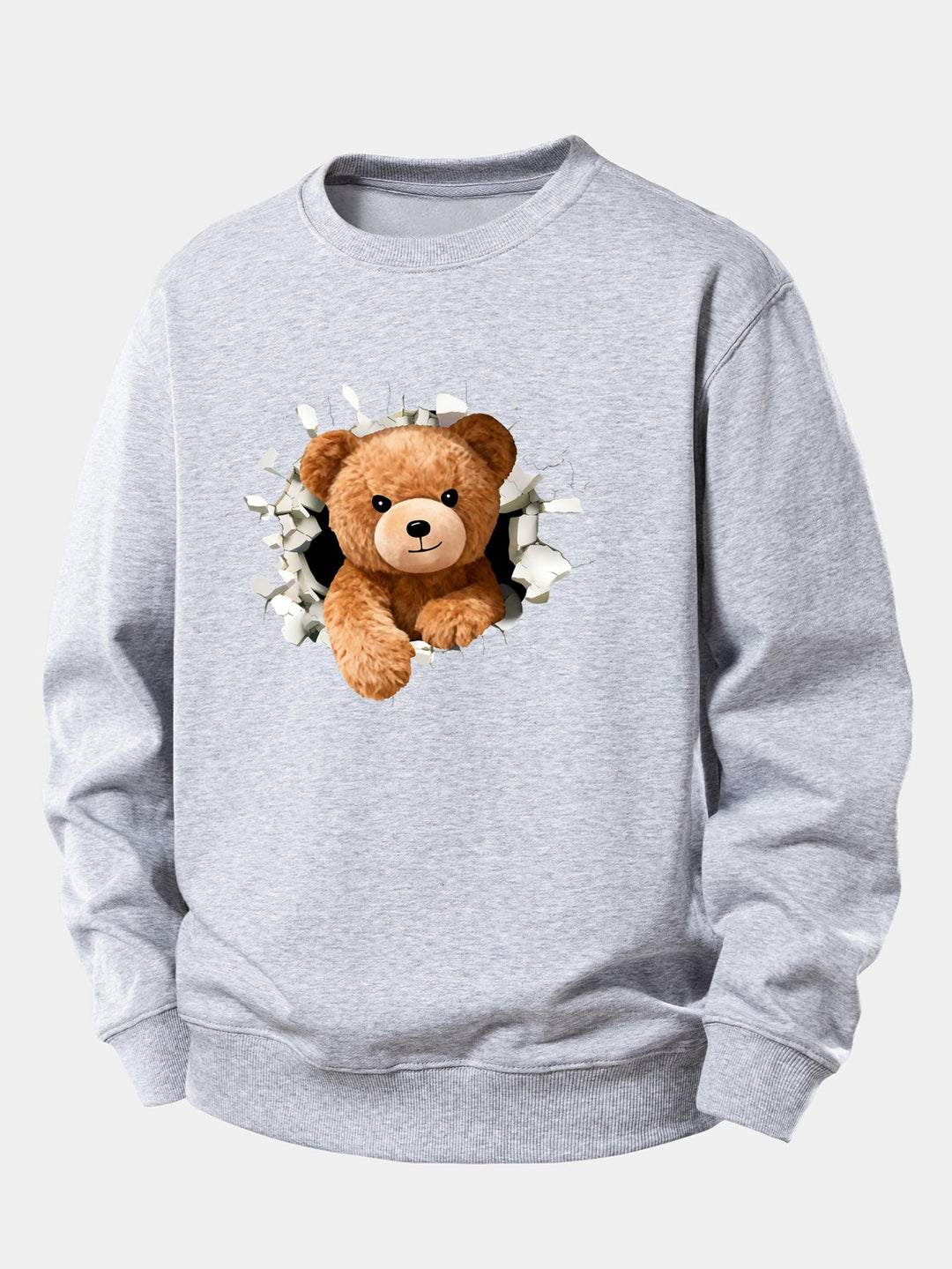 Bear Breaking Through The Wall Print Relax Fit Sweatshirt