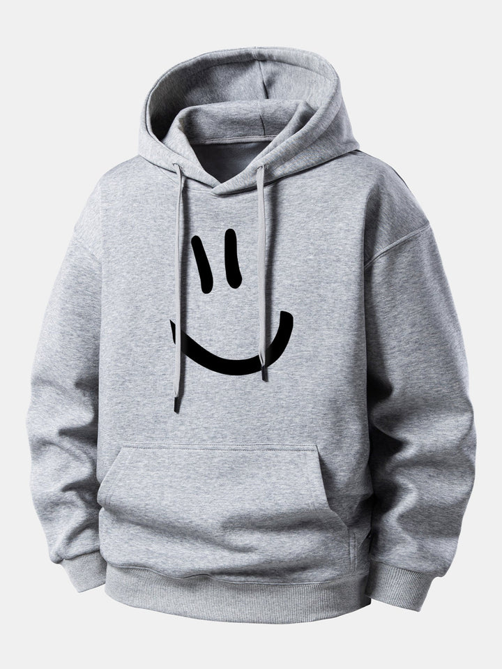 Smiley Face Print Relax Fit Hoodie
