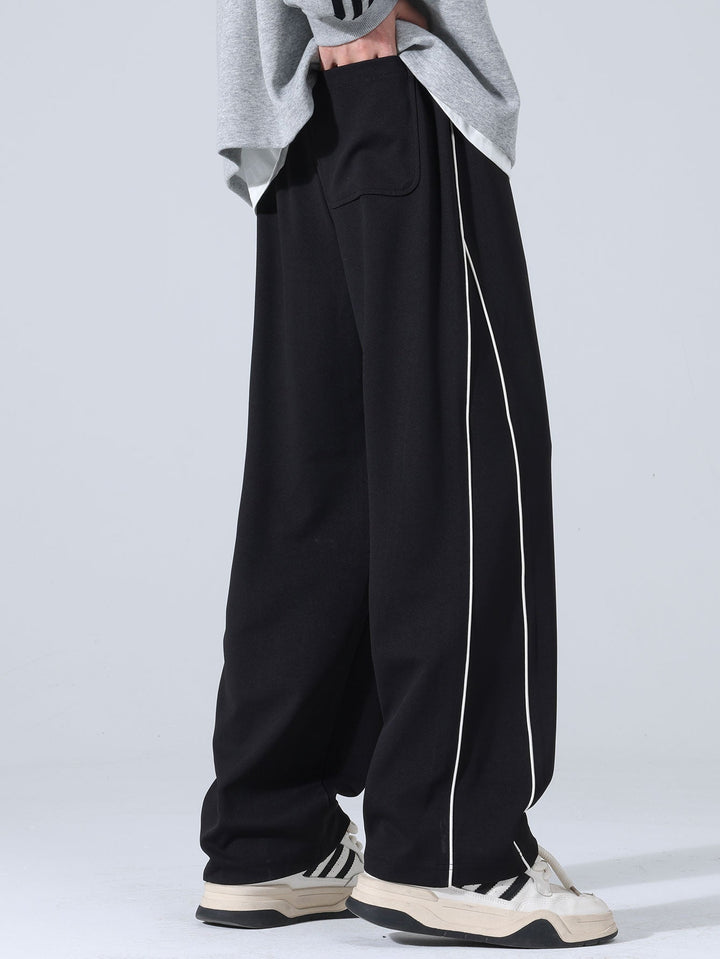 Calças de Perna Larga com Listras Laterais
