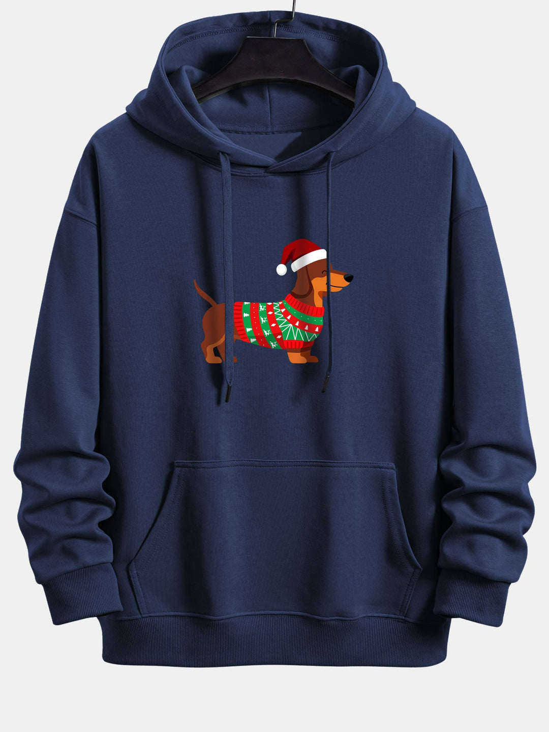 Christmas Dachshund Print Relax Fit Hoodie