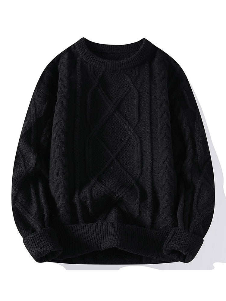 Twist Jacquard Crew Neck Sweater