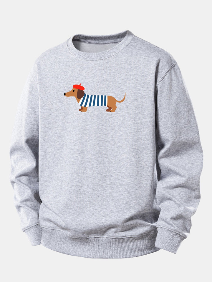 French Dachshund Print Relax Fit Sweatshirt