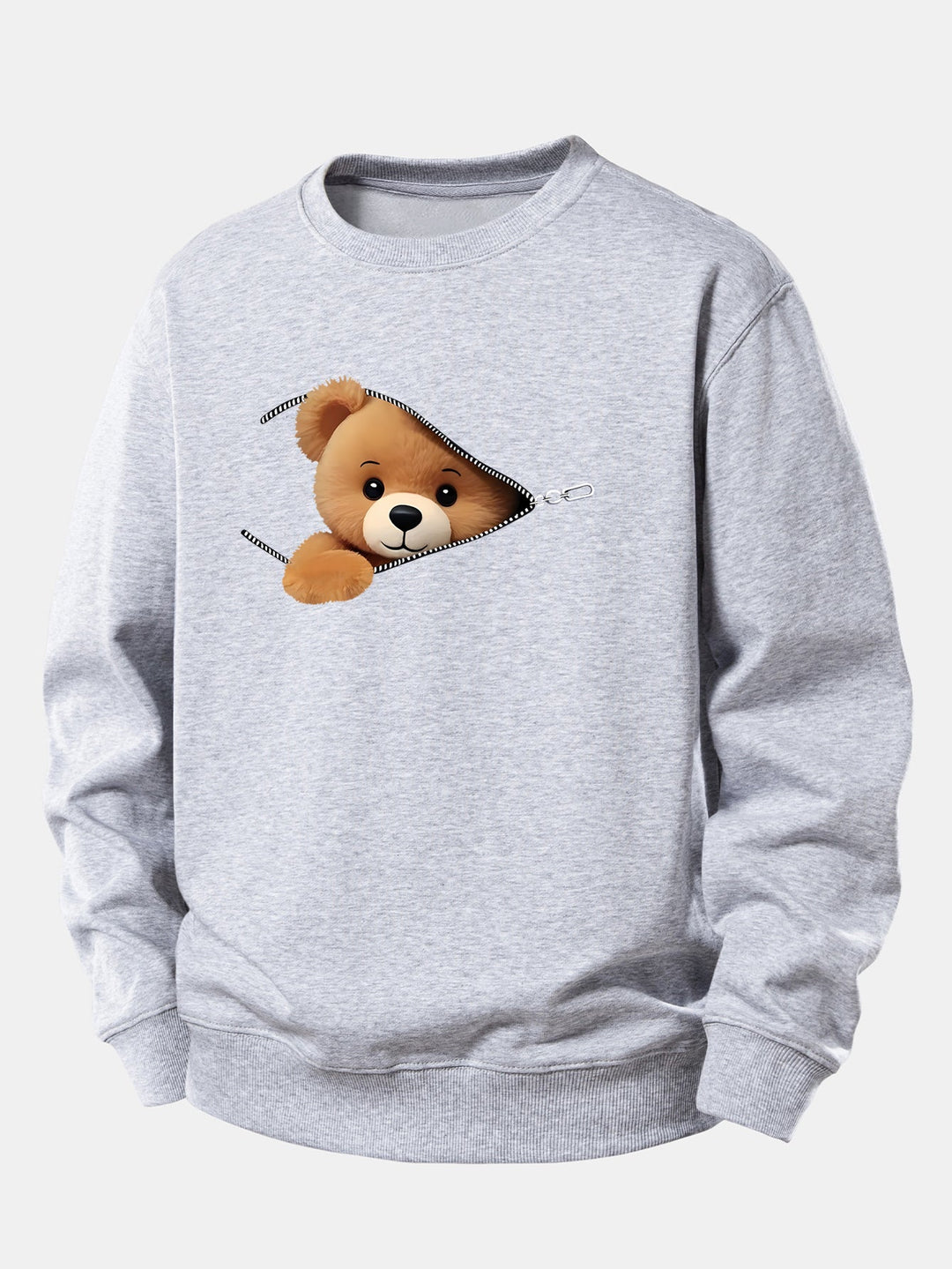 Zipper Bear Print Relax Fit Sweatshirt