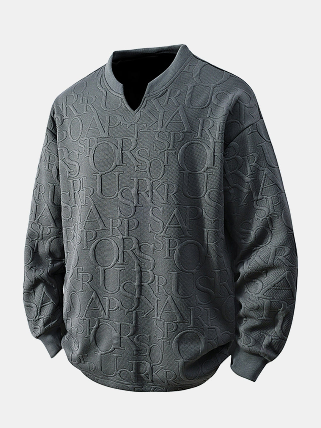 Letter Jacquard V Neck T-Shirt