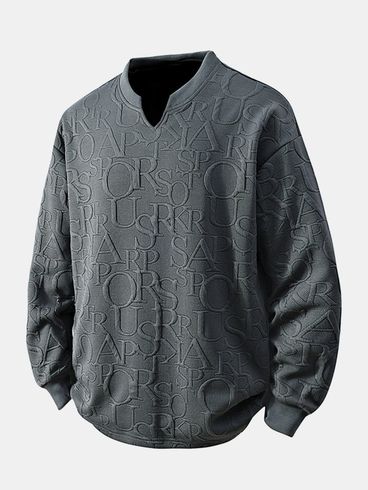 Letter Jacquard V Neck T-Shirt