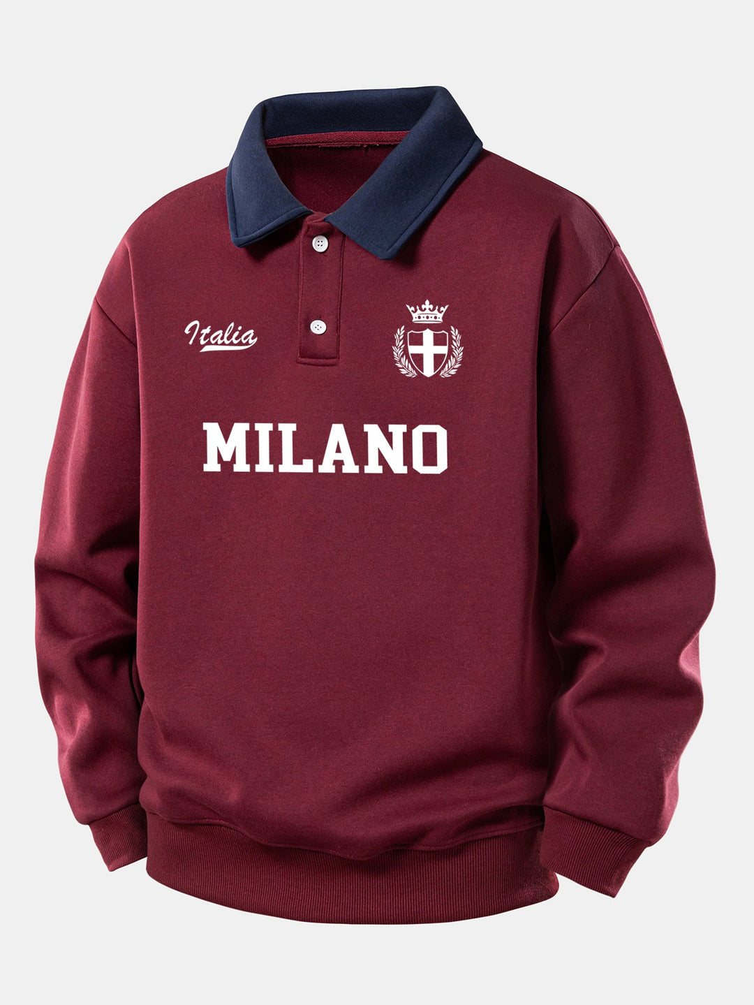 Relax Fit Milano Print Contrast Polo Sweatshirt