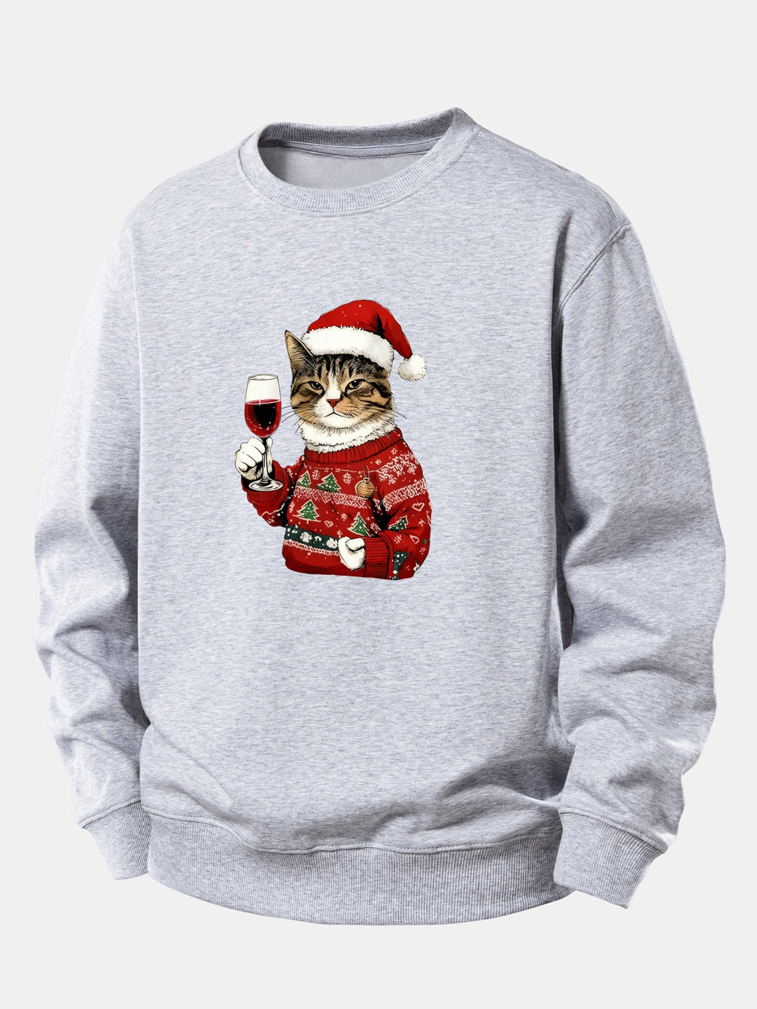 Christmas Cat Print Relax Fit Sweatshirt