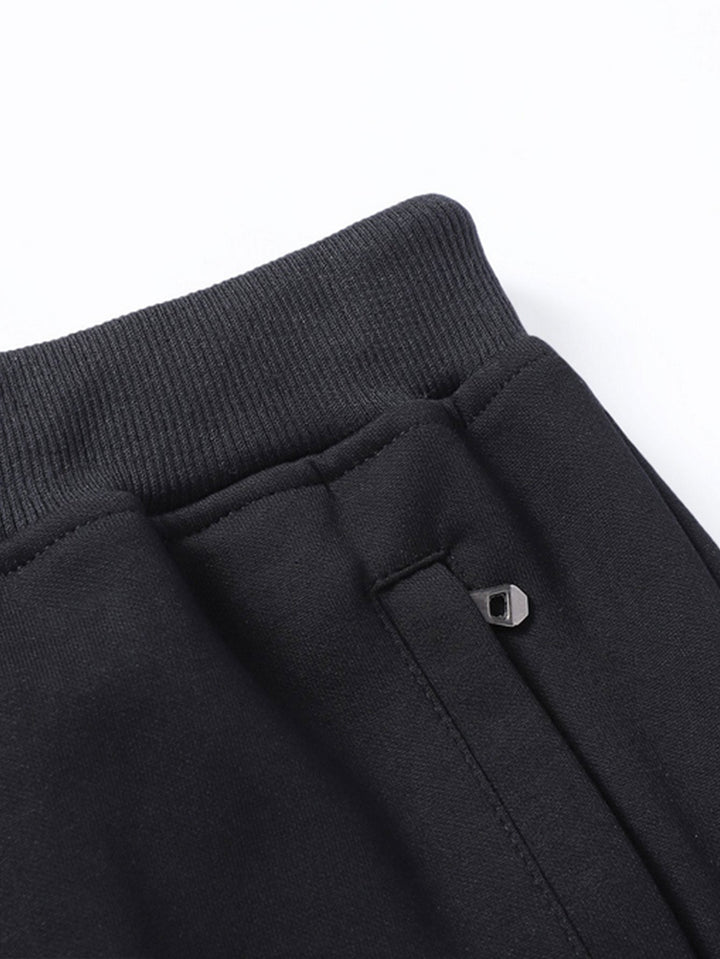 3 Pieces Solid Zipper Pocket Cotton Jogger Pants