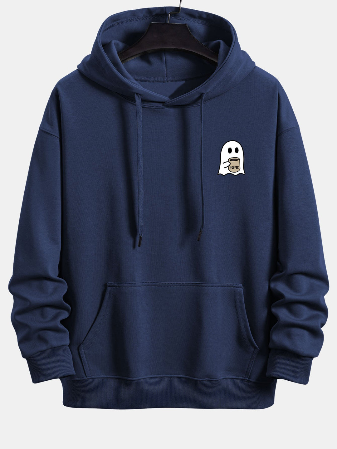 Ghost Drinking Coffee Print Relax Fit Hoodie