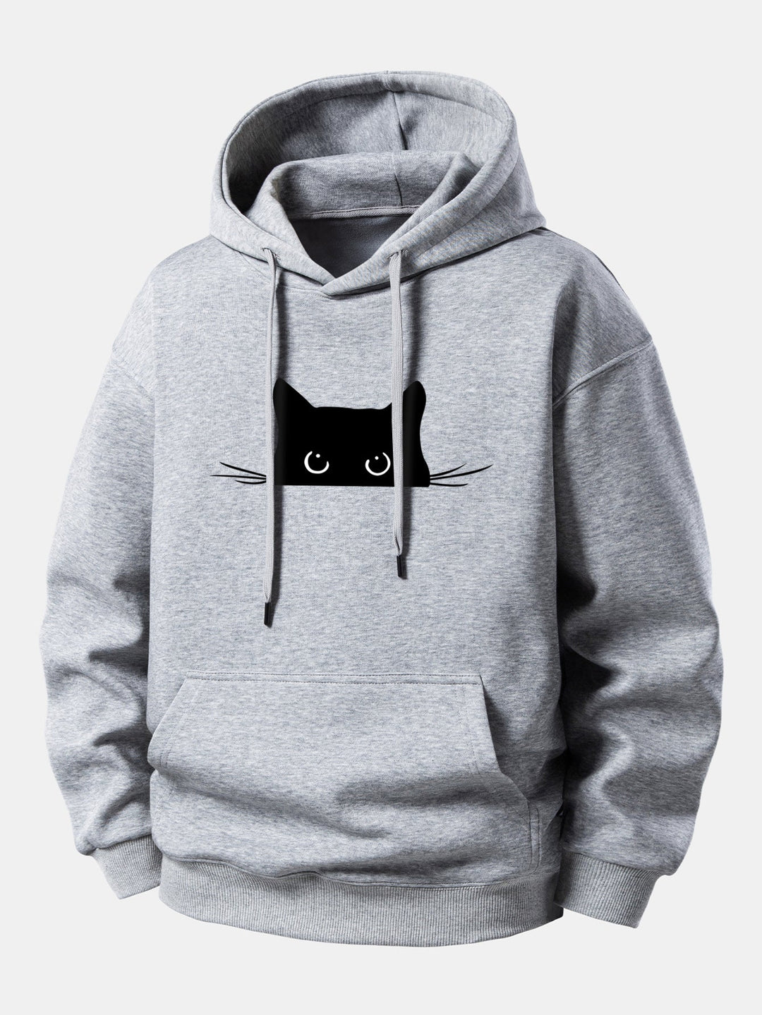 Black Cat Print Relax Fit Hoodie