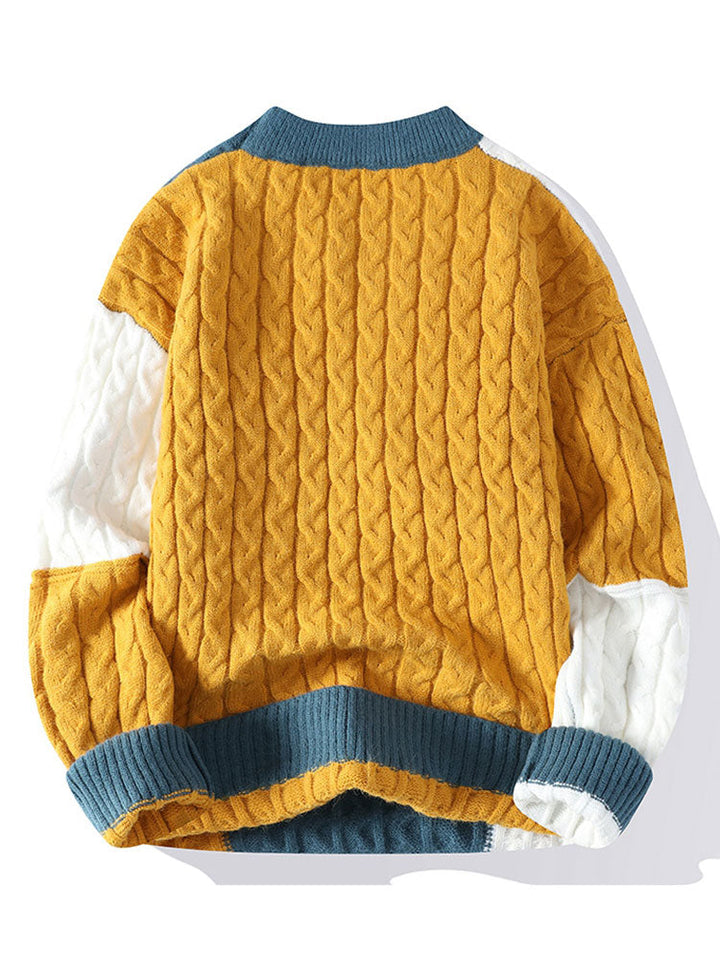 Color Block Twist Jacquard Sweater