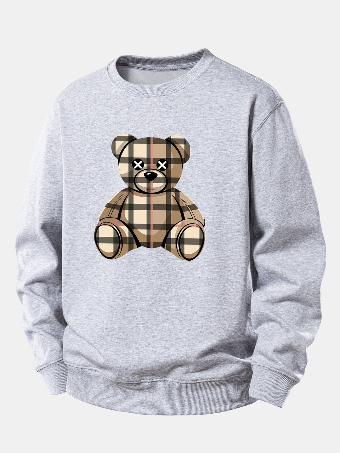 Checkered Bear Print Relax Fit Sweatshirt
