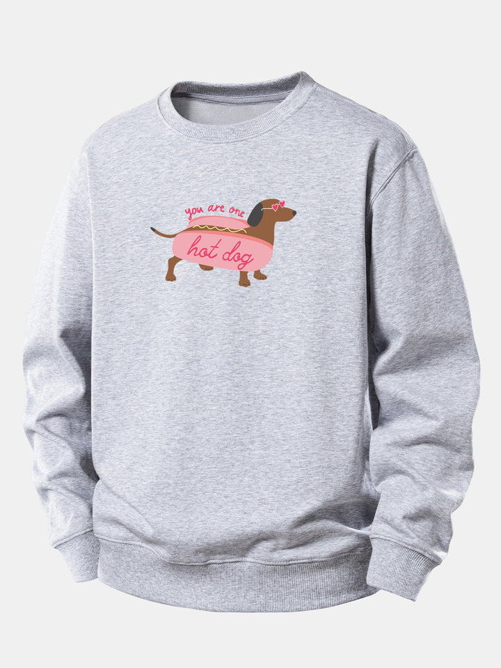 Hot Dog Dachshund Print Relax Fit Sweatshirt
