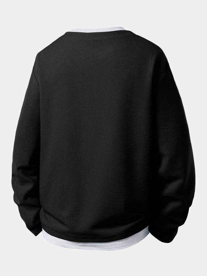 2 In 1 Button V-Neck Waffle T-Shirt With Pocket