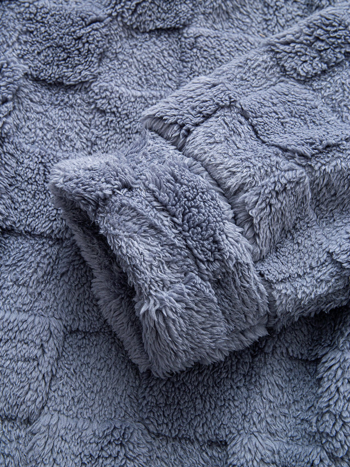 Chessboard Jacquard Teddy Quarter Zip Sweatshirt