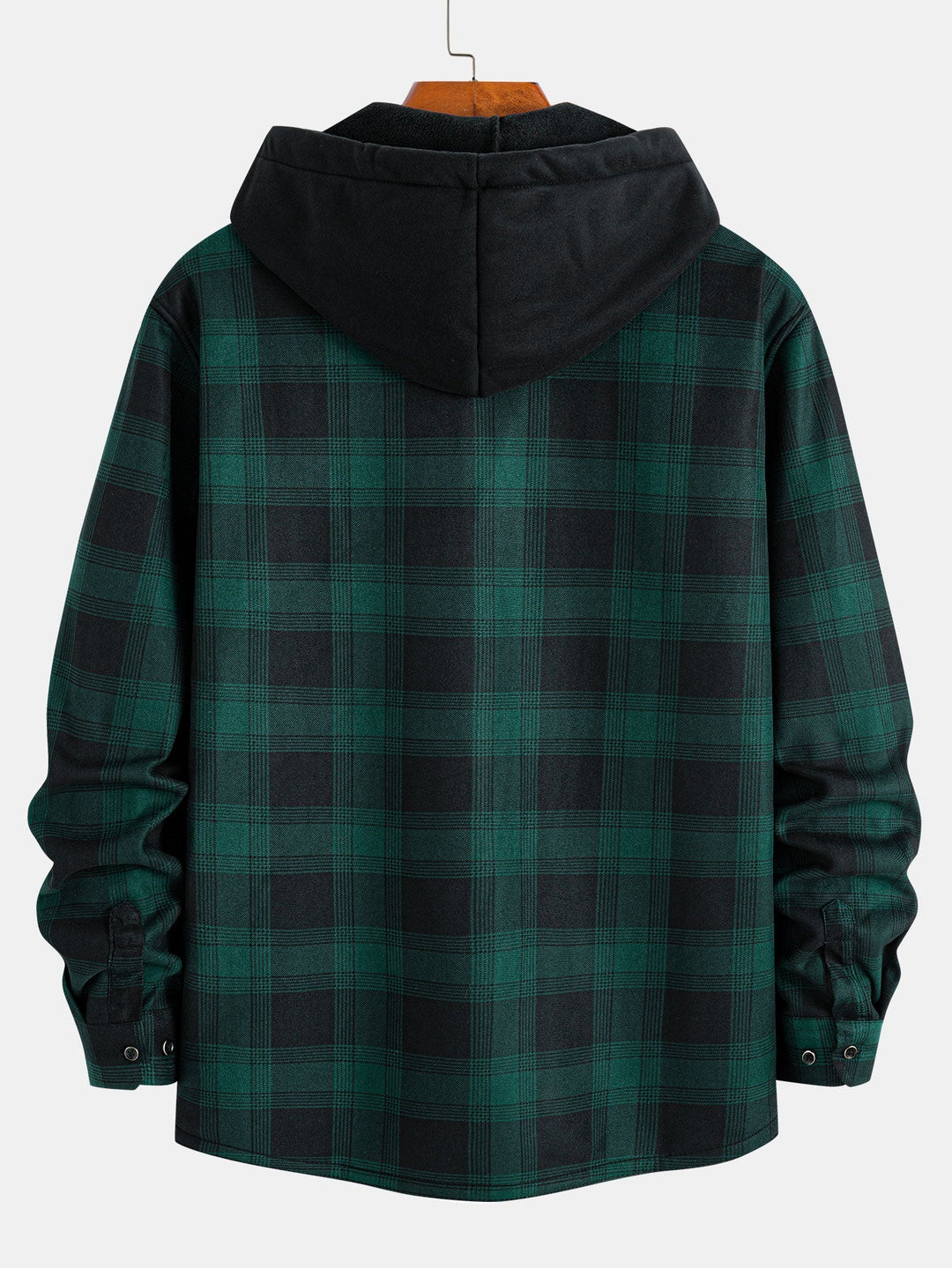 Flannel Fleece Lined Hooded Shirt With Pockets