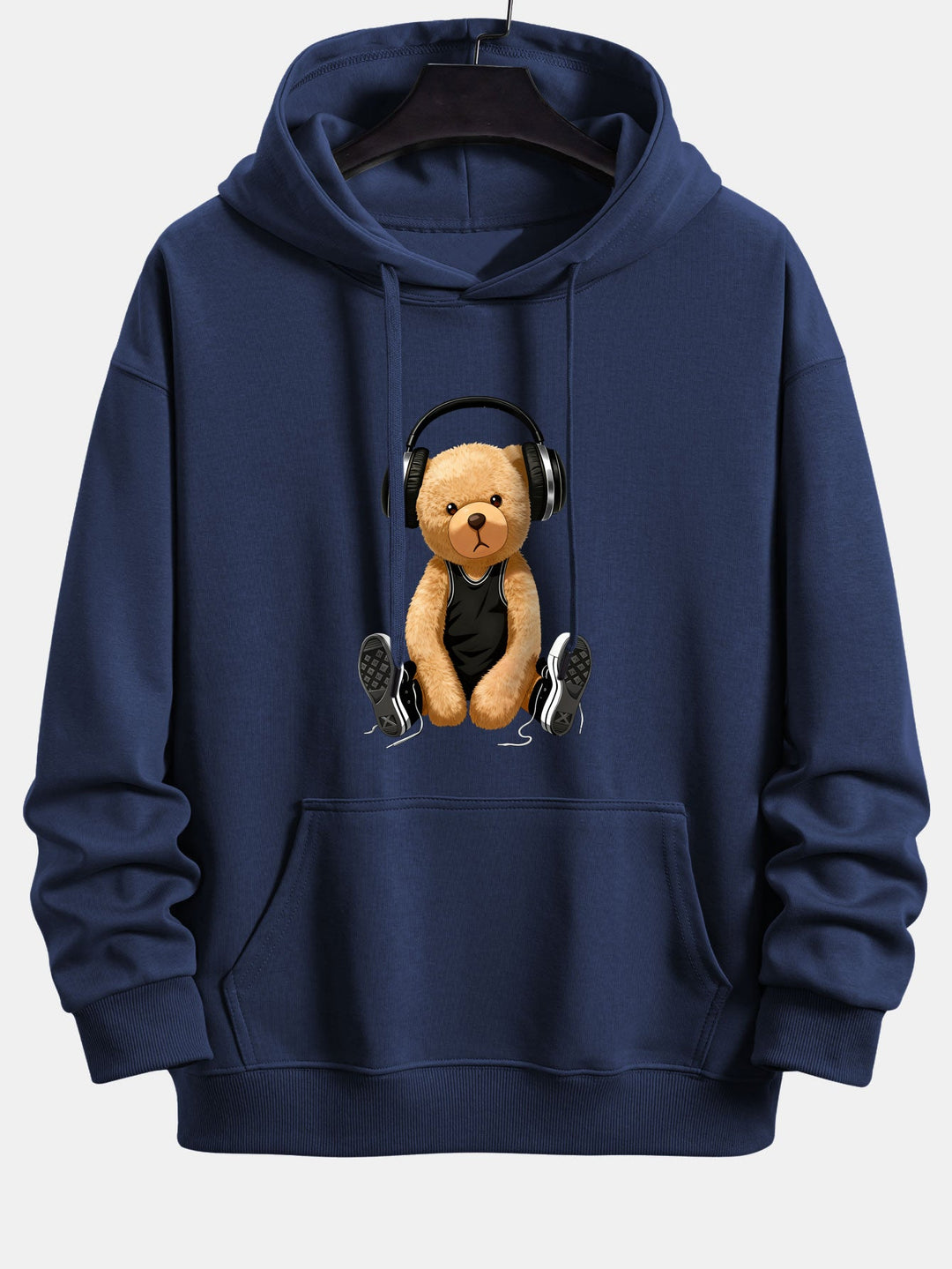 Headphone Teddy Bear Print Relax Fit  Hoodie