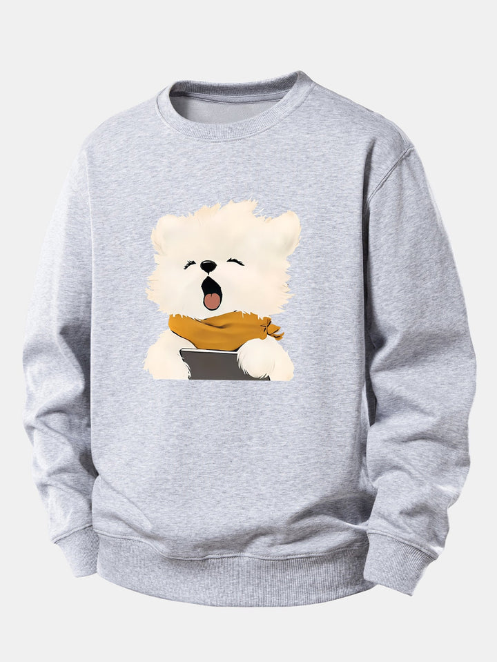 Yawning Puppy Print Relax Fit Sweatshirt