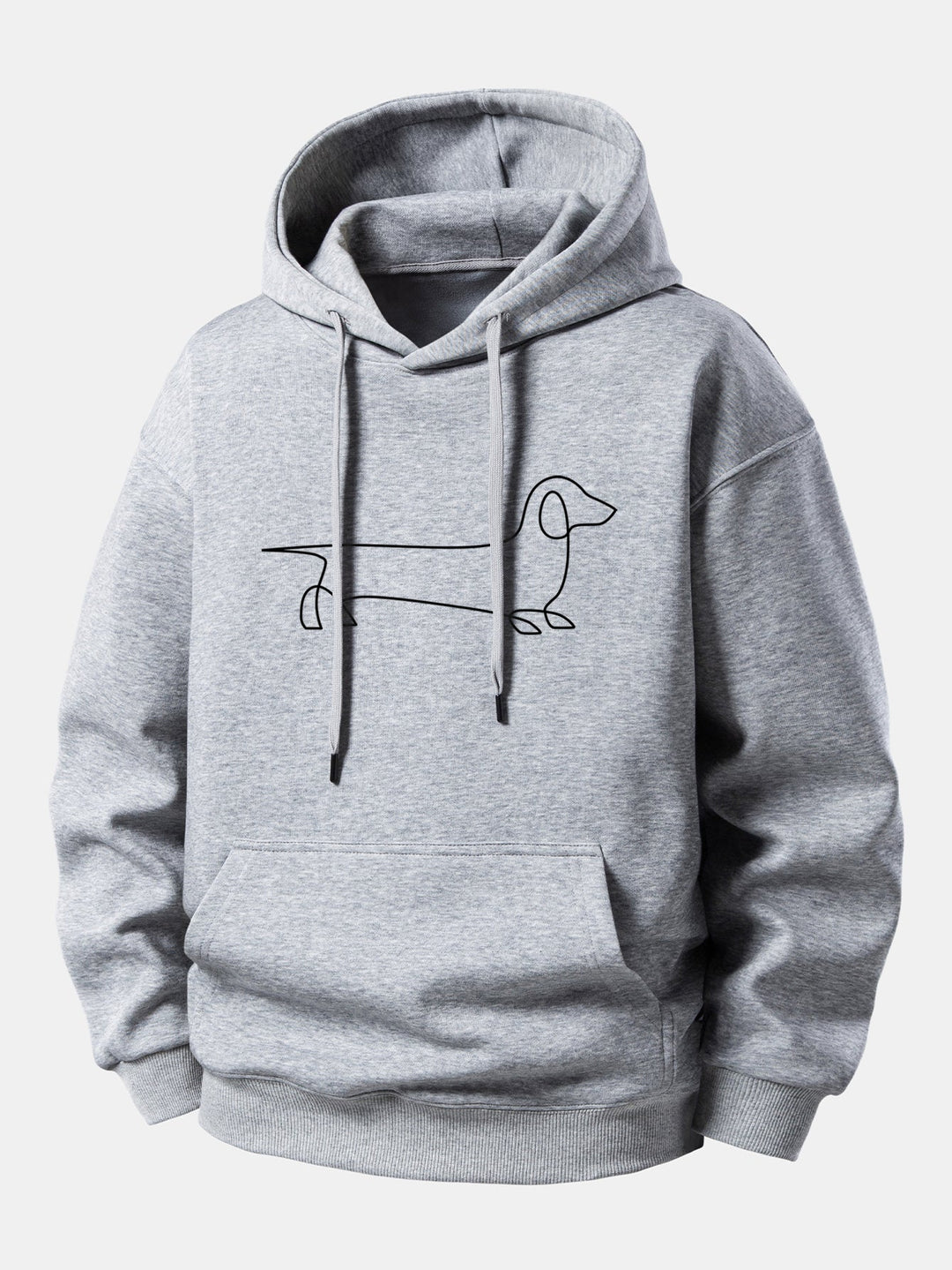 Line Dachshund Print Relax Fit Hoodie