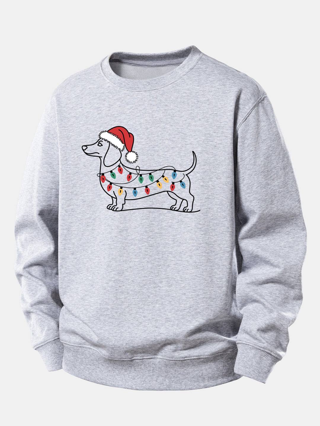 Christmas Light Dog Print Relax Fit Sweatshirt