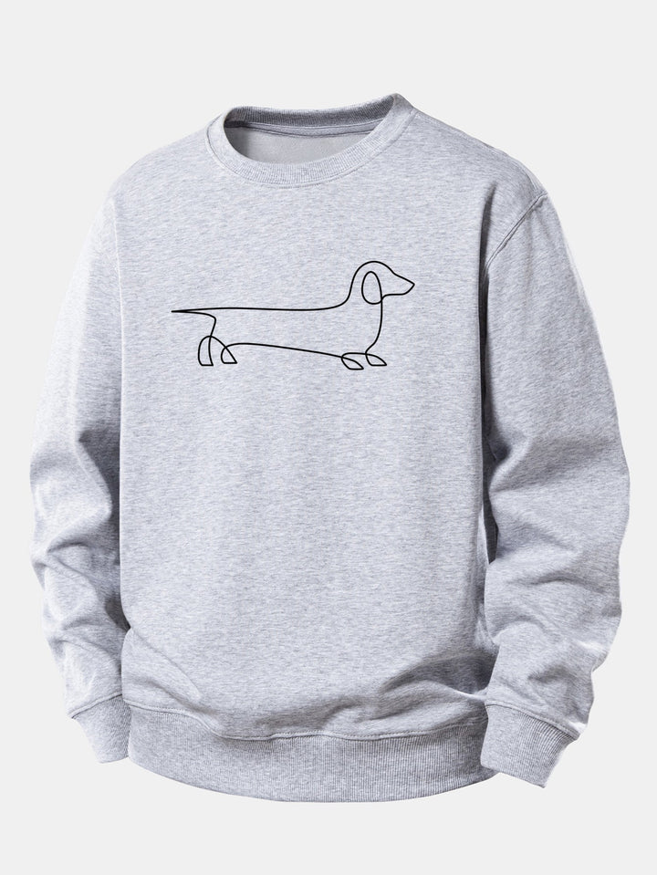 Line Dachshund Print Relax Fit Sweatshirt