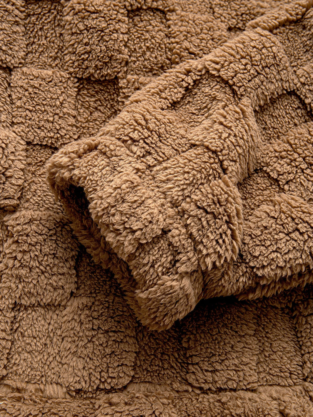 Relax Fit Checkerboard Kangaroo Pocket Teddy Hoodie & Jogger Pants