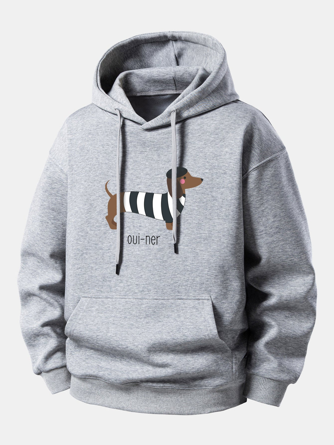 French Dachshund Print Relax Fit Hoodie