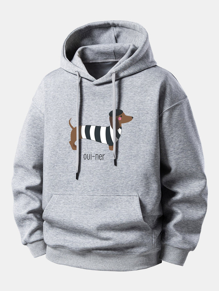 French Dachshund Print Relax Fit Hoodie