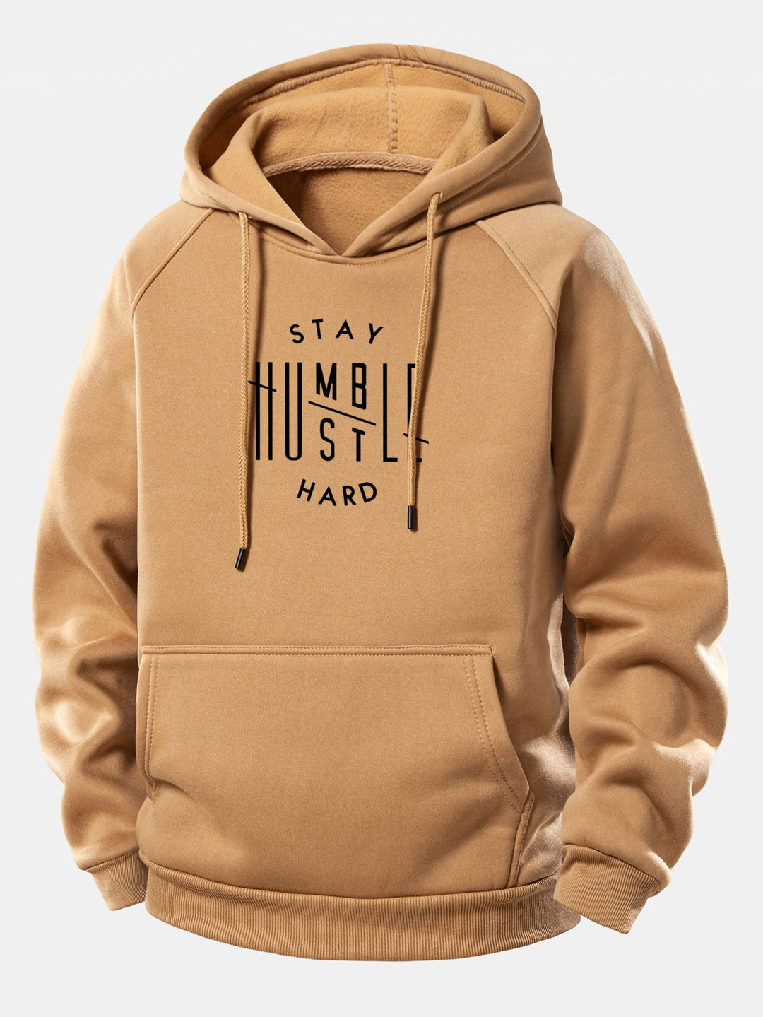 Stay Humble Hustle Hard Print Drawstring Hoodie