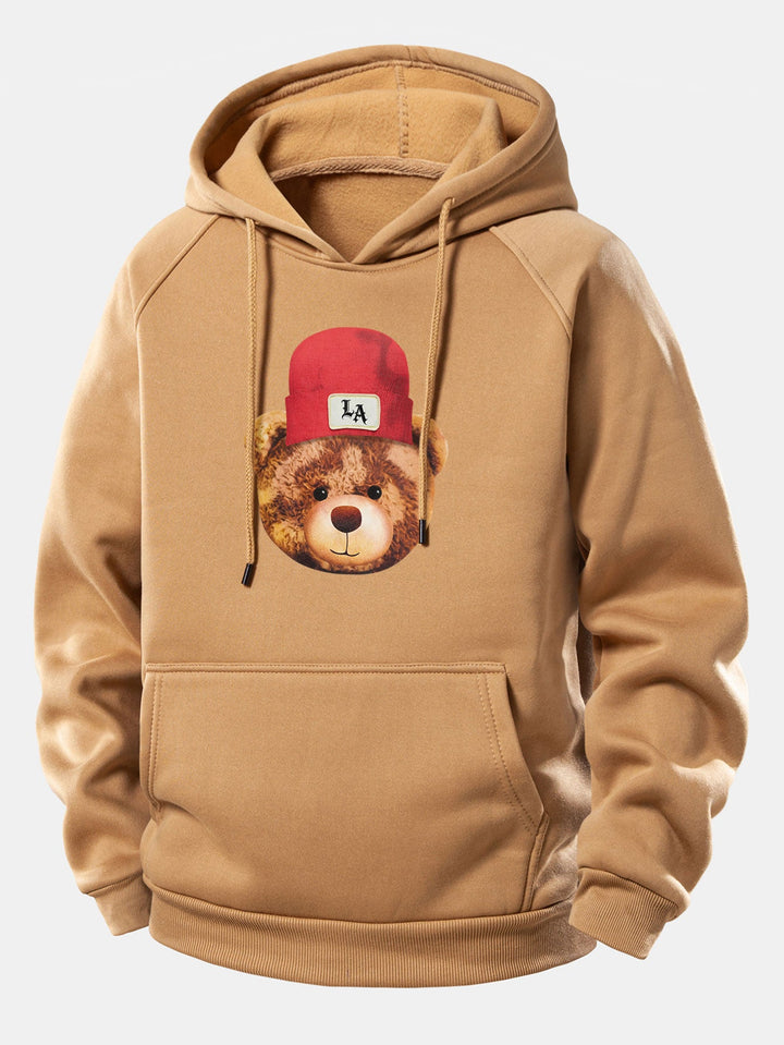 Los Angeles Bear Print Drawstring Hoodie