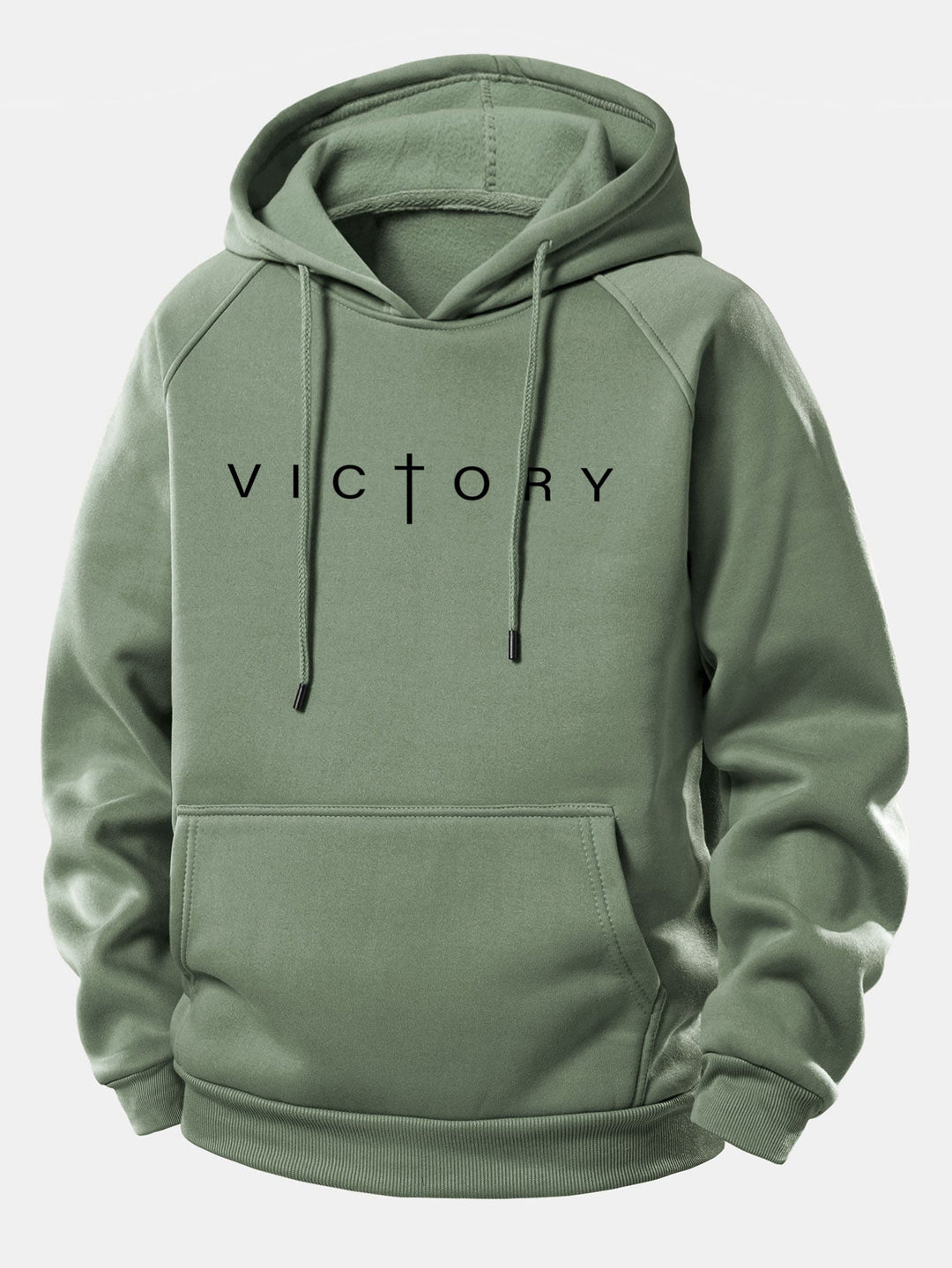Victory Slogan Print Drawstring Hoodie