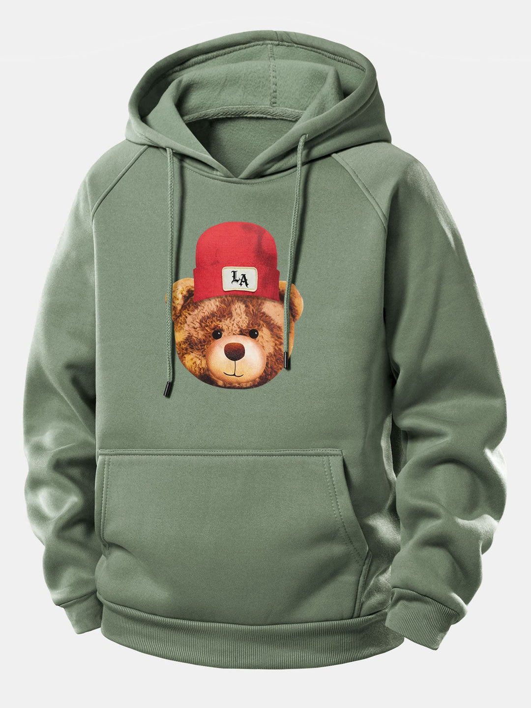 Los Angeles Bear Print Drawstring Hoodie